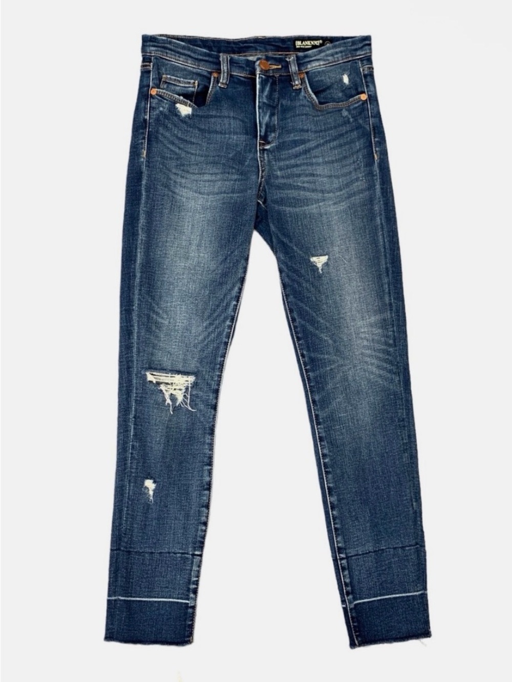 Blank NYC Mid-Rise Skinny Distressed Dark Blue Denim Jeans size 26